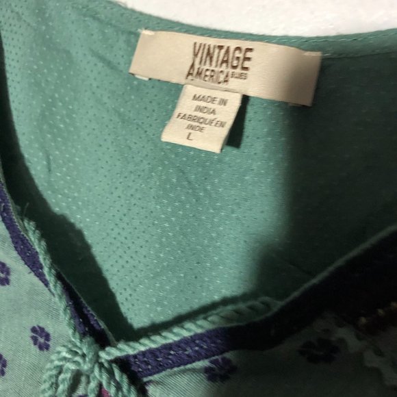 Vintage America Size L Floral Long Sleeve Pullover - Picture 5 of 5